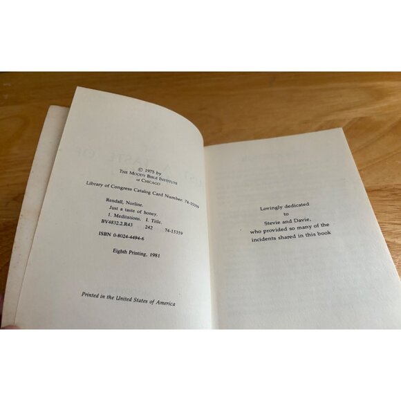 Just A Taste of Honey by Norline Rendall Devotional Inspirational Paperback 1981 - Picture 8 of 11